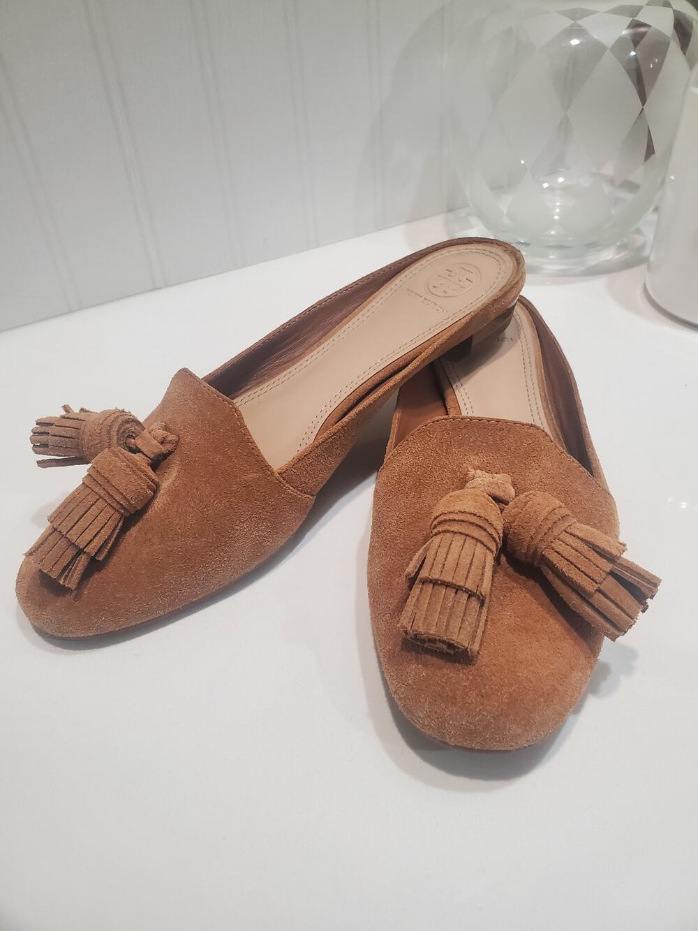 Tory Burch Salinas Suede Tassel Mules size 6.5